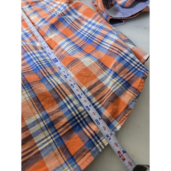 Southern Pines Shirt Mens 2XL Orange Blue Plaid Button Down 100% Cotton Casual - Picture 9 of 10